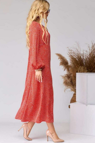 Платье EVA GRANT 7071 красный+принт - фото 4