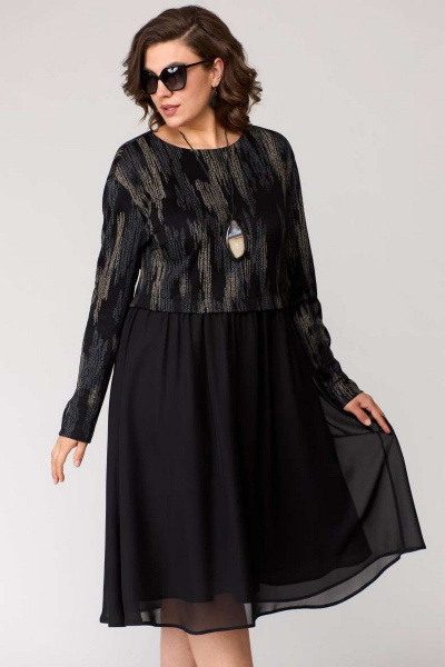 Платье EVA GRANT 7084 черный+принт - фото 2