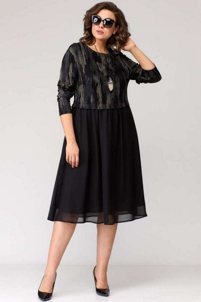 Платье EVA GRANT 7084 черный+принт - фото 7