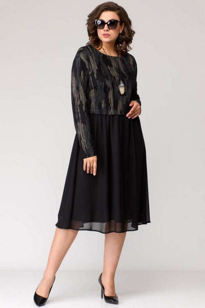 Платье EVA GRANT 7084 черный+принт - фото 1