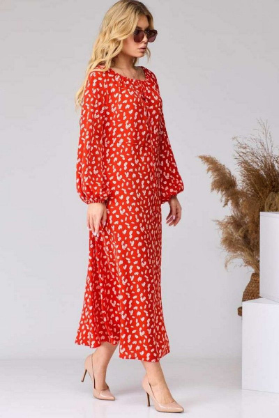 Платье EVA GRANT 158 красный+принт - фото 5