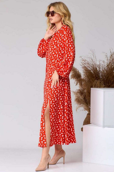 Платье EVA GRANT 158 красный+принт - фото 2