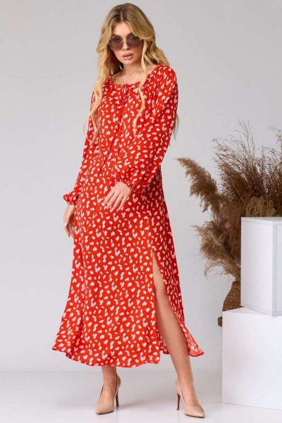 Платье EVA GRANT 158 красный+принт - фото 1