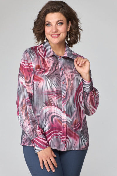 Блуза ANASTASIA MAK 1116 серо-розовый - фото 4