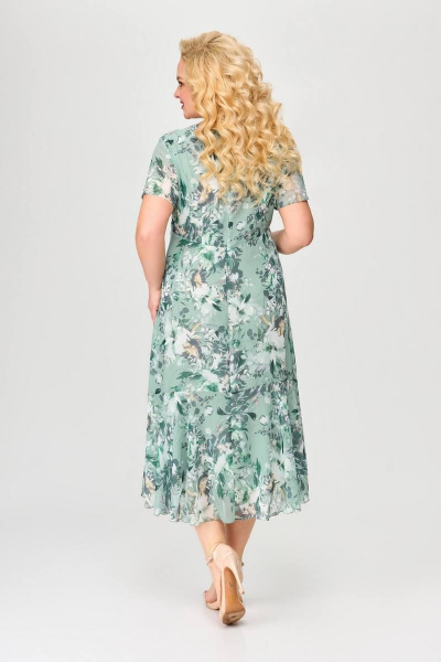 Жакет, платье Slaviaelit 166-2 зеленый+молочный - фото 3