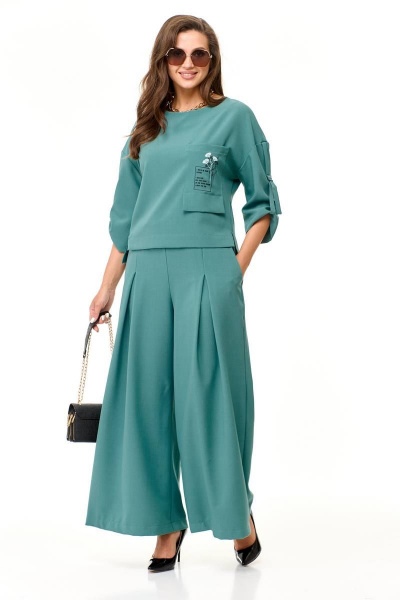 Блуза, брюки Taita plus 2320/1 серо-зеленый - фото 4