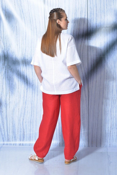 Блуза, брюки MALI 719-013 белый+красный - фото 6