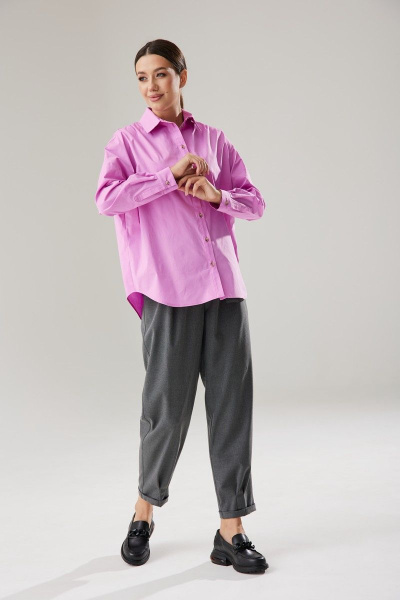 Брюки, рубашка Ларс Стиль 802/1 розовая_орхидея+серый - фото 1