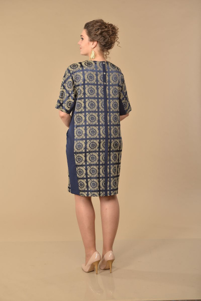 Платье Lady Style Classic 1474 синий+ромашки - фото 2