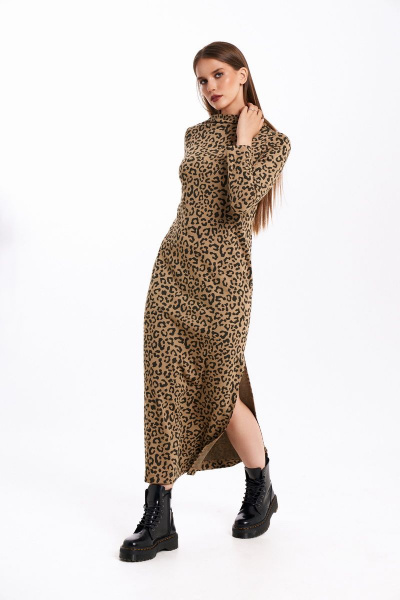 Платье KaVaRi 1057 беж_принт_леопард - фото 2