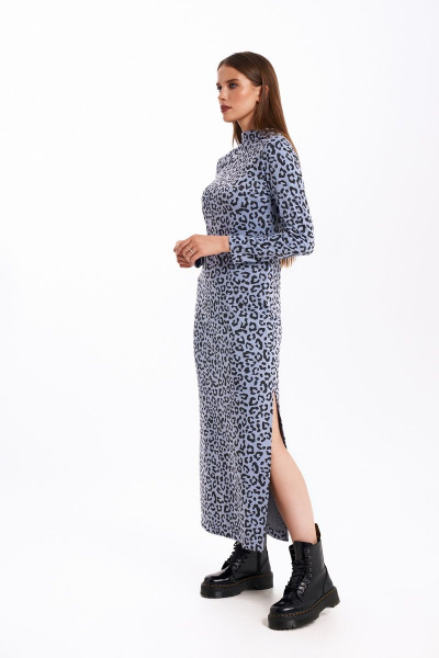 Платье KaVaRi 1057.1 голубой_принт_леопард - фото 2