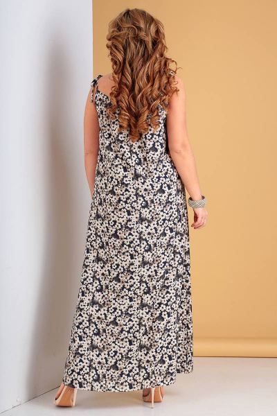 Жакет, платье Liona Style 589 синий/бежевый - фото 4