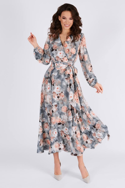 Платье Teffi Style L-1417 персиковые_цветы - фото 1