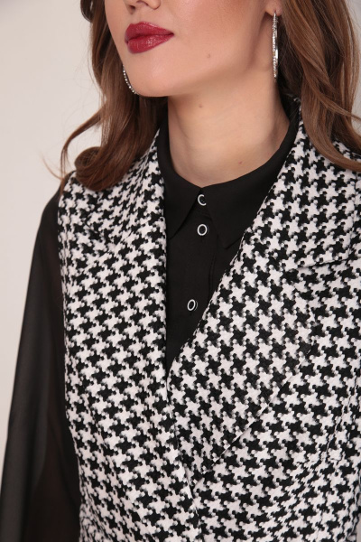 Блуза, жилет, юбка Karina deLux B-268 черно-белый - фото 3