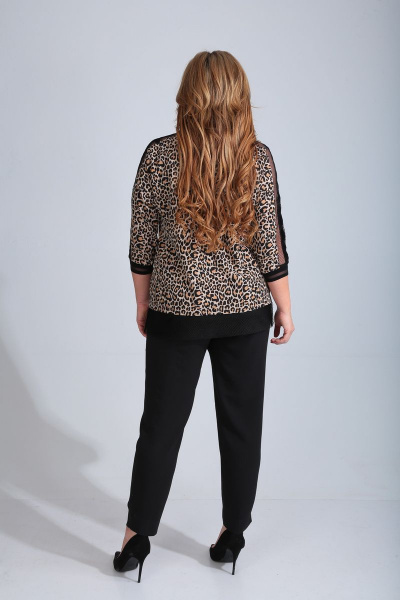 Блуза, брюки Диомант 1511 черный/леопард - фото 5