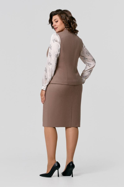 Блуза, жилет, юбка IVA 1456 коричневый - фото 2