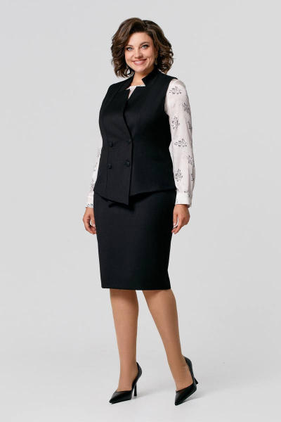 Блуза, жилет, юбка IVA 1456 черный - фото 1