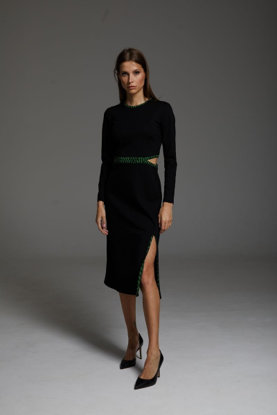 Платье DAVA 184 черный-зеленый - фото 1