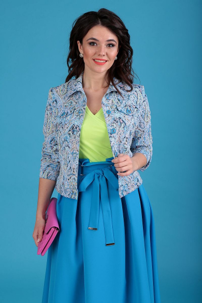 Куртка, юбка Мода Юрс 2400 цветной-голубой - фото 2