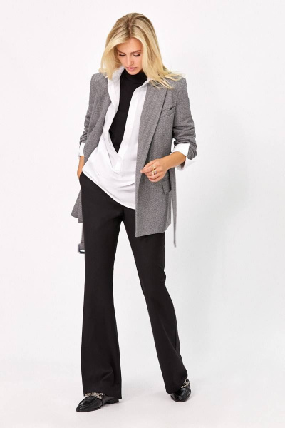 Блуза, брюки, жакет Rivoli 8050+2362.1+5187 серый
/белый/чёрный - фото 2