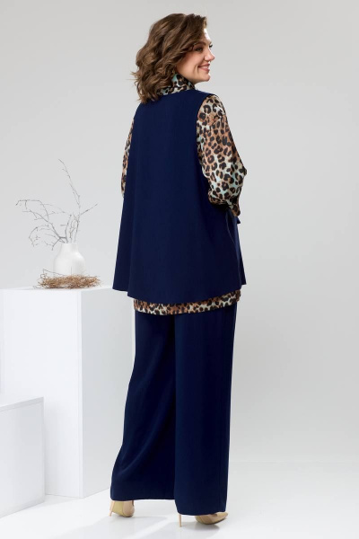 Блуза, брюки, жилет Romanovich Style 3-2510 синий/леопард - фото 4