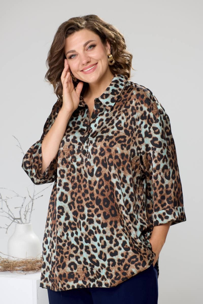 Блуза, брюки, жилет Romanovich Style 3-2510 синий/леопард - фото 8
