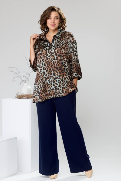 Блуза, брюки, жилет Romanovich Style 3-2510 синий/леопард - фото 6