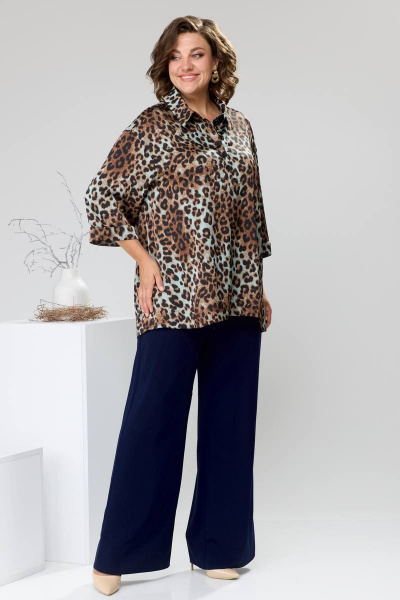 Блуза, брюки, жилет Romanovich Style 3-2510 синий/леопард - фото 5