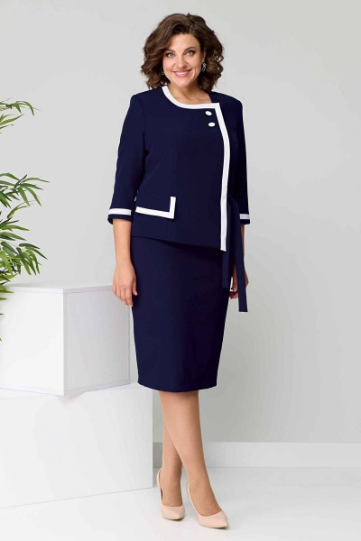 Жакет, юбка Асолия 1395 синий - фото 2