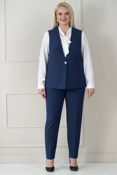 Блуза, брюки, жилет Alani Collection 1965 синий - фото 1