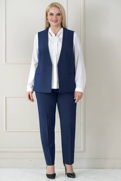 Блуза, брюки, жилет Alani Collection 1965 синий - фото 3