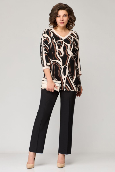 Блуза, брюки Мишель стиль 1135 черно-бежевый - фото 8