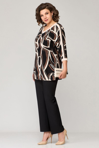 Блуза, брюки Мишель стиль 1135 черно-бежевый - фото 6
