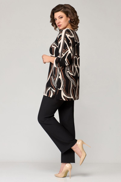 Блуза, брюки Мишель стиль 1135 черно-бежевый - фото 2