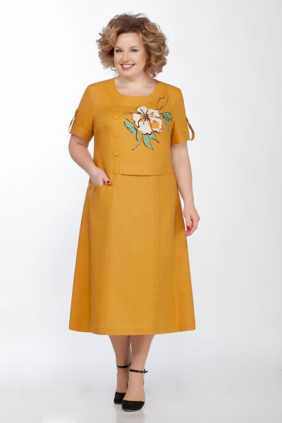 Платье Tellura-L 1490 горчичный - фото 1