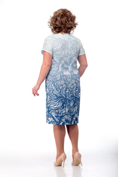 Платье Мишель стиль 848 голубой,цветы - фото 3