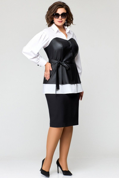 Блуза, юбка EVA GRANT 7263-1 черный/белый - фото 1