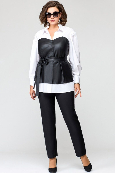 Блуза, брюки EVA GRANT 7294 черный/белый - фото 1