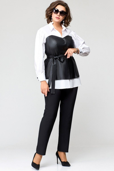 Блуза, брюки EVA GRANT 7294 черный/белый - фото 2