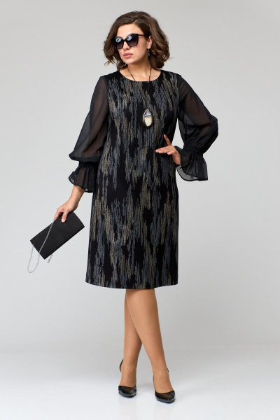 Платье EVA GRANT 7236 черный+принт"милитари" - фото 1