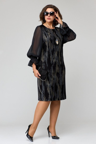 Платье EVA GRANT 7236 черный+принт"милитари" - фото 2