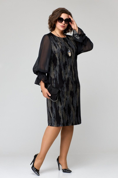 Платье EVA GRANT 7236 черный+принт"милитари" - фото 3