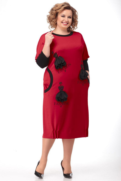 Платье LadisLine 1194 красный - фото 1