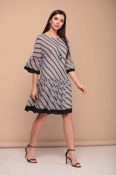 Платье Karina deLux B-271 серый-черный - фото 2