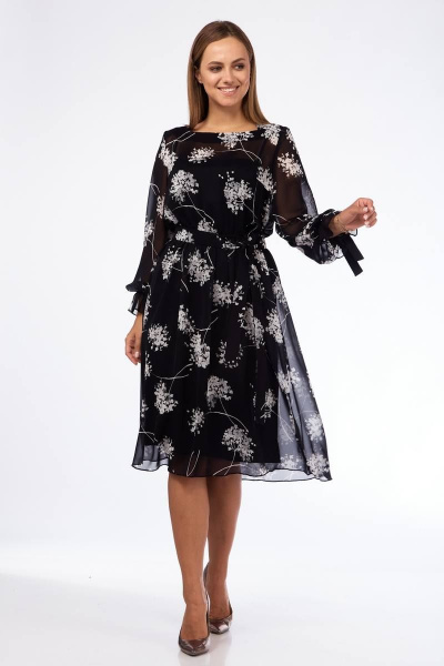 Платье Милора-стиль 1140 черный-принт - фото 1
