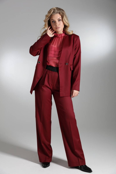 Блуза, брюки, жакет LM БК5199 бордовый - фото 1