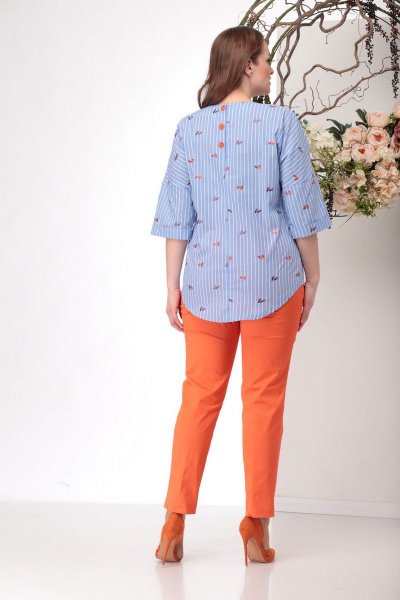 Блуза, брюки Michel chic 1151 голубой+оранж - фото 4