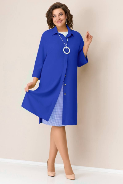 Блуза, кардиган, юбка VOLNA 1306 васильково-синий - фото 6