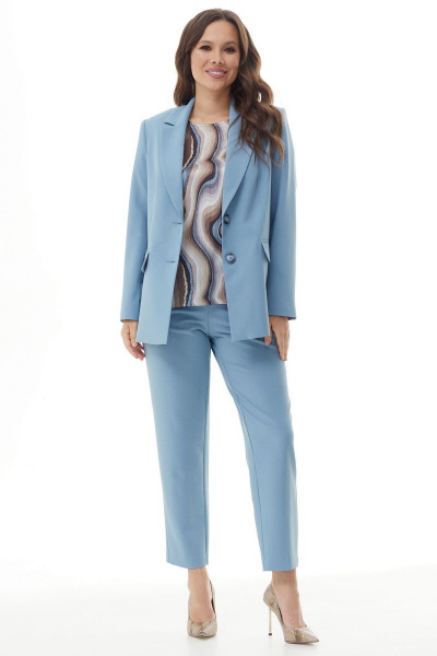 Блуза, брюки, жакет Магия моды 2210 серо-голубой - фото 3