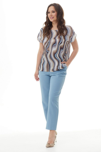 Блуза, брюки, жакет Магия моды 2210 серо-голубой - фото 2